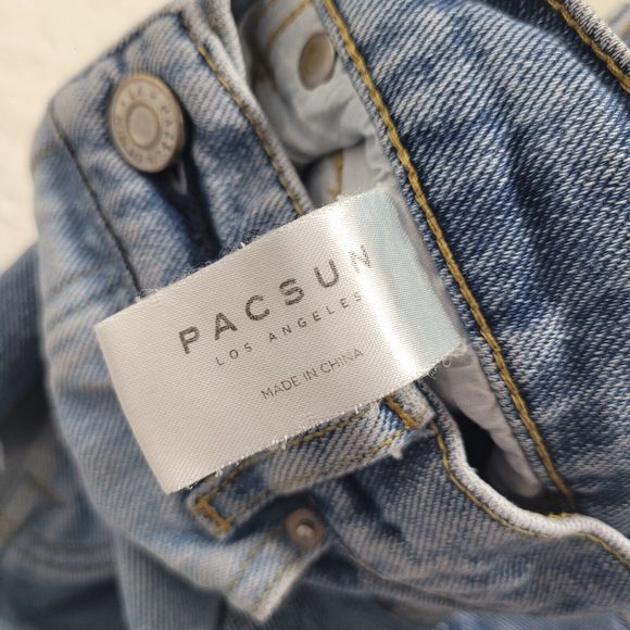 PacSun High Waist Denim Shorts - Light and Dark Blue - Picture 3 of 5